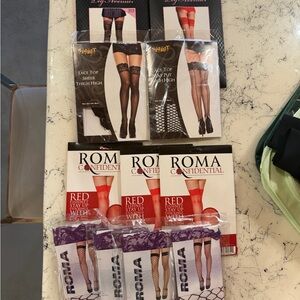 Women's Thigh High fishnet Stockings - Black, Red, Purple 11 pair - one size